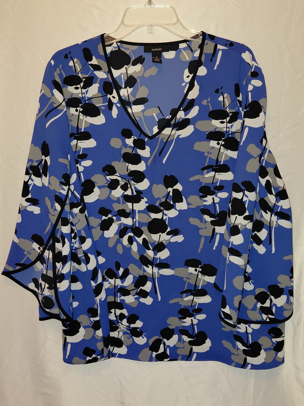 Alfani Blue Floral V-Neck Blouse